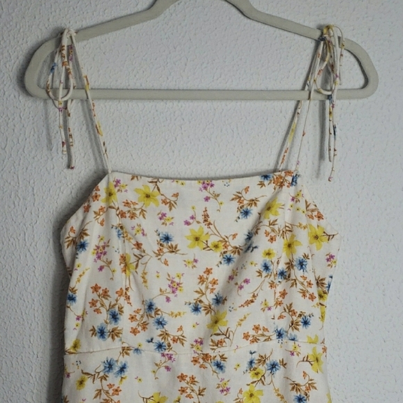 Old Navy Floral Spaghetti Strap Dress Pockets Linen Sustainable Flirty Feminine - Picture 3 of 15